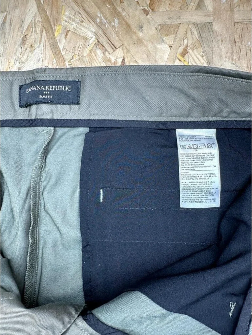 Banana Republic Slim Fit Chino Pants Mens 34x30 Olive Green Cotton Stretch